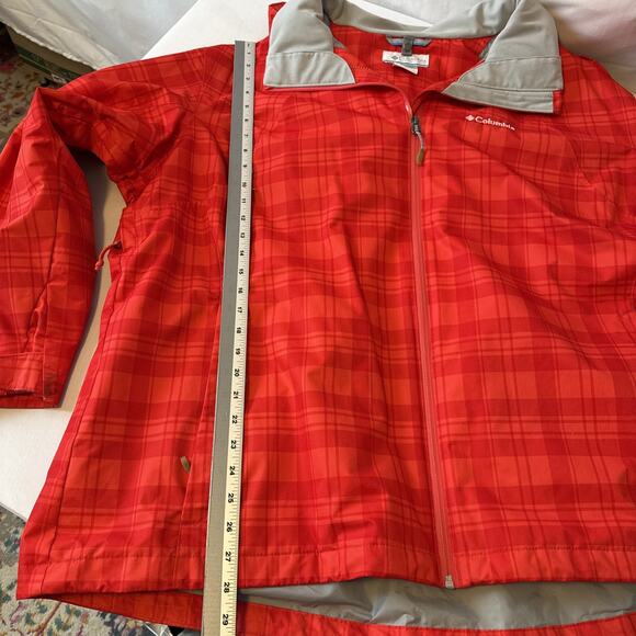 Columbia Interchange Women’s 3X Omni Tech Waterproof Breathable Red Plaid Jacket - Picture 12 of 13